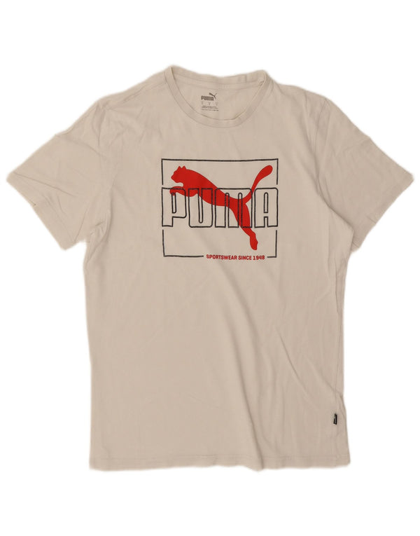 T-shirt grafica da uomo Puma Top Small in cotone bianco
