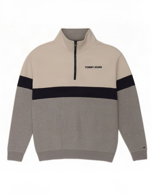Tommy Hilfiger Uomo Felpa con vestibilità rilassata Maglione color block bianco medio