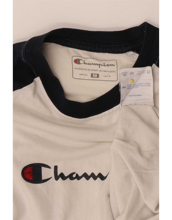Champion Top da uomo con grafica Heritage a maniche lunghe, colore bianco medio