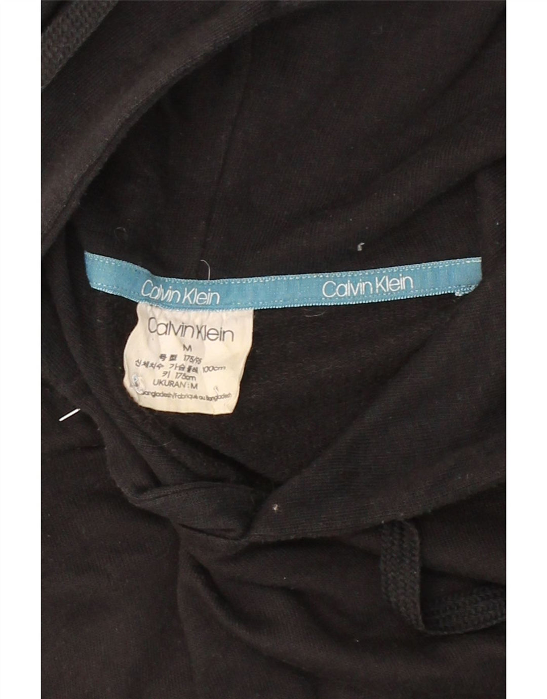 CALVIN KLEIN Womens Graphic Hoodie Jumper UK 14 Medium Black Vintage Calvin Klein and Second-Hand Calvin Klein from Messina Hembry 