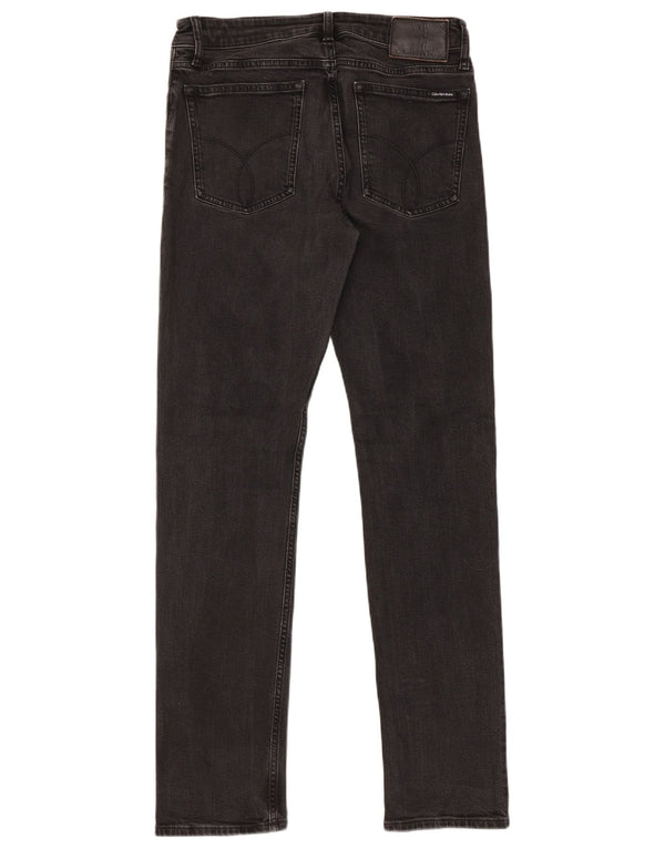 Jeans dritti slim fit da uomo Calvin Klein W31 L32 cotone nero