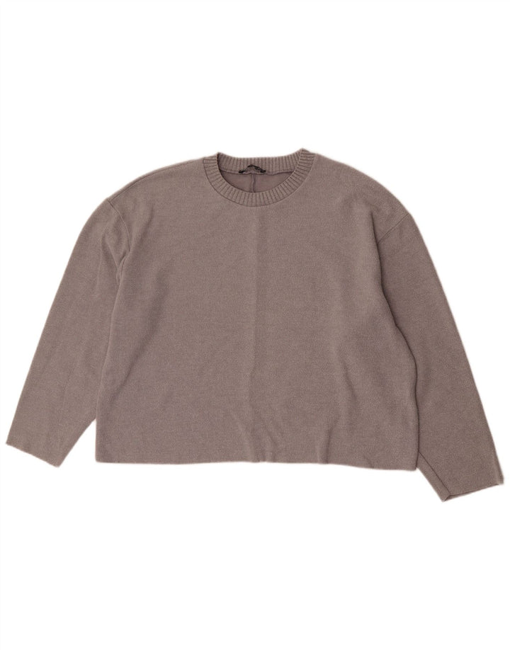 Maglione girocollo oversize da donna Zara UK 14 grande grigio