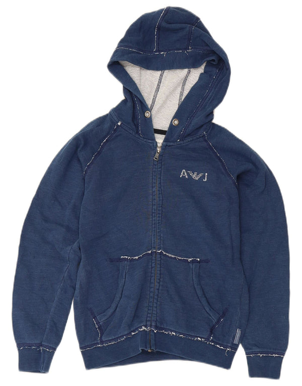 Maglione con cappuccio e zip per ragazzi Armani Junior 9-10 anni in cotone blu navy