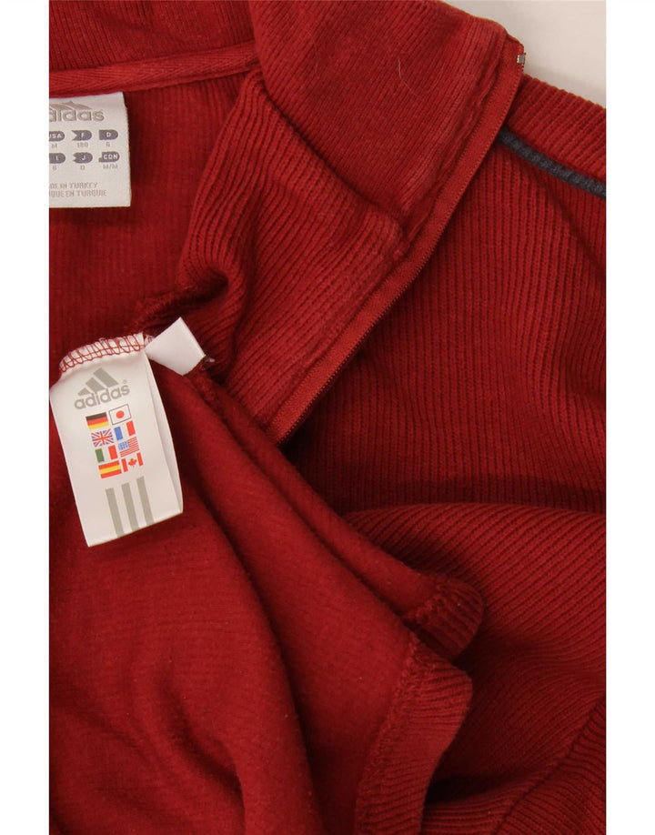 Felpa Adidas da uomo con zip e collo, colore rosso medio