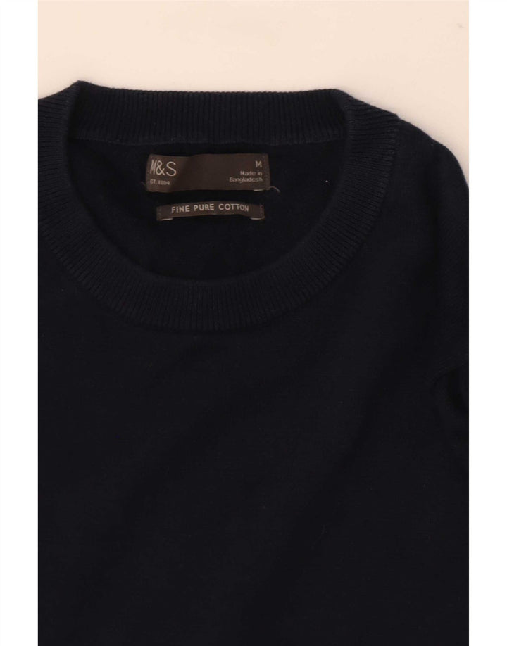 Maglione maglione girocollo da uomo Marks & Spencer cotone medio blu navy