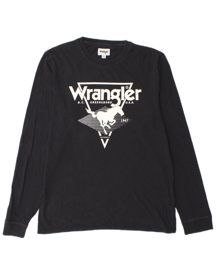 Top grafico da uomo Wrangler a maniche lunghe in cotone nero medio