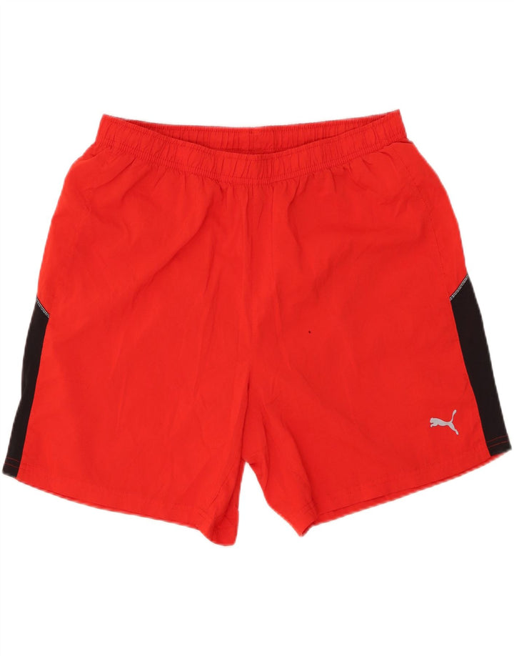 Pantaloncini sportivi da uomo PUMA Large in poliestere color block rosso