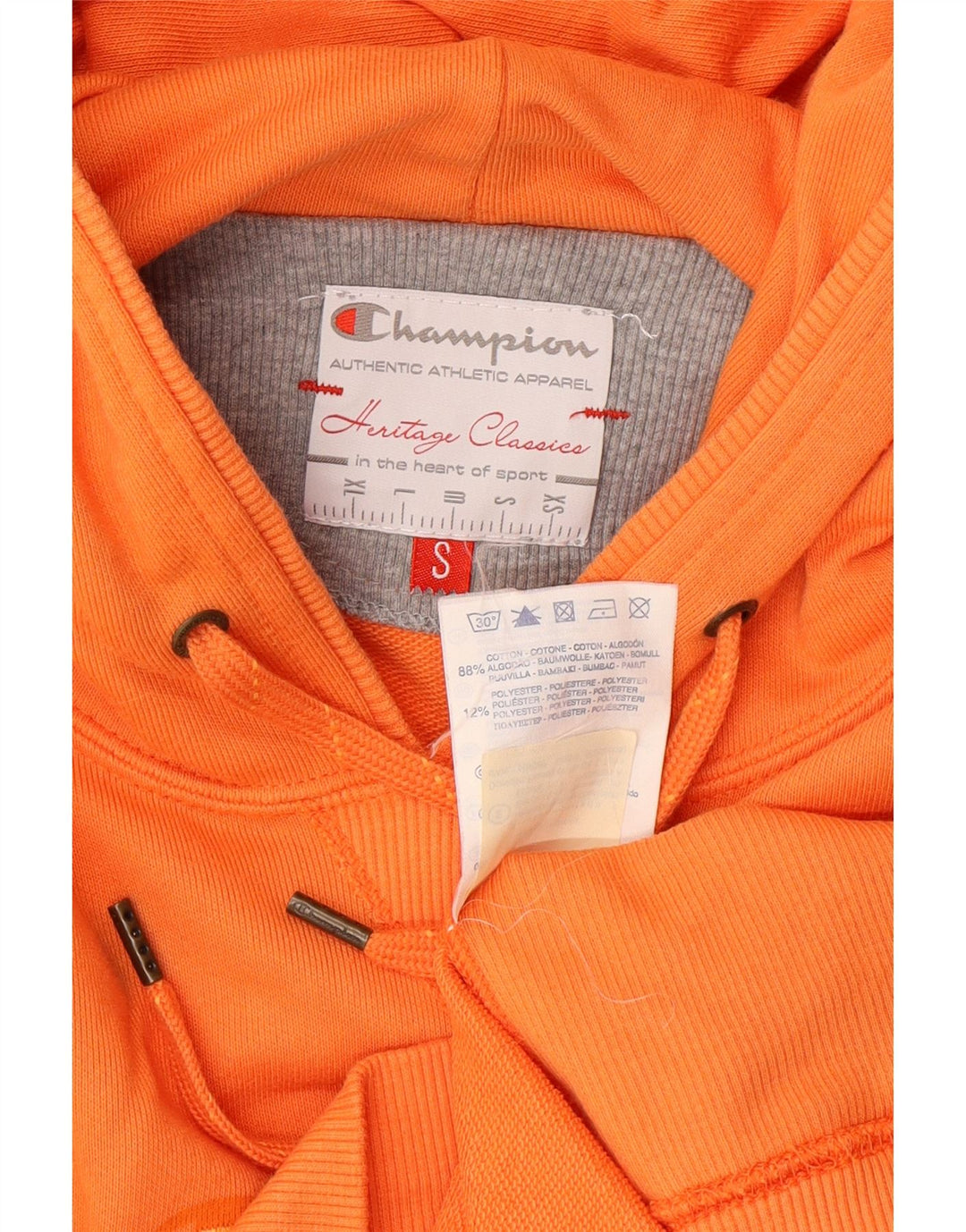 Felpa con cappuccio grafica Champion Heritage Classics da donna UK 10 Small Arancione