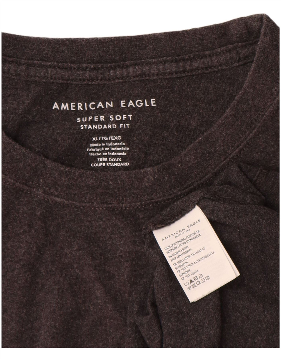 T-shirt da uomo con vestibilità standard American Eagle Top XL in cotone grigio