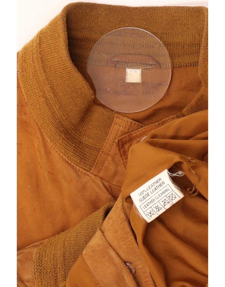 Giacca vintage in pelle scamosciata da uomo IT 50 grande marrone