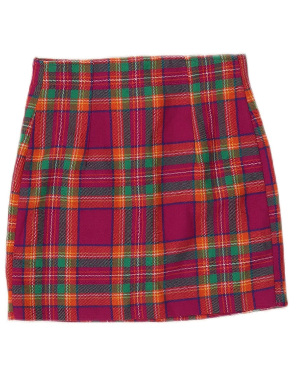 Minigonna da donna VINTAGE W24 XS quadri rosa