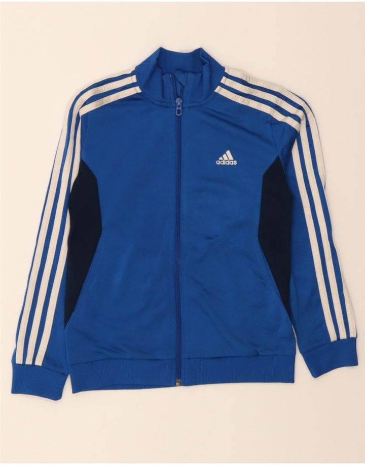 ADIDAS Boys Tracksuit Top Jacket 9-10 Years Blue Colourblock Polyester Vintage Adidas and Second-Hand Adidas from Messina Hembry 