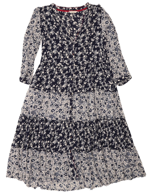 Abito maxi a strati da donna di White Stuff UK 14 Grande viscosa floreale blu navy
