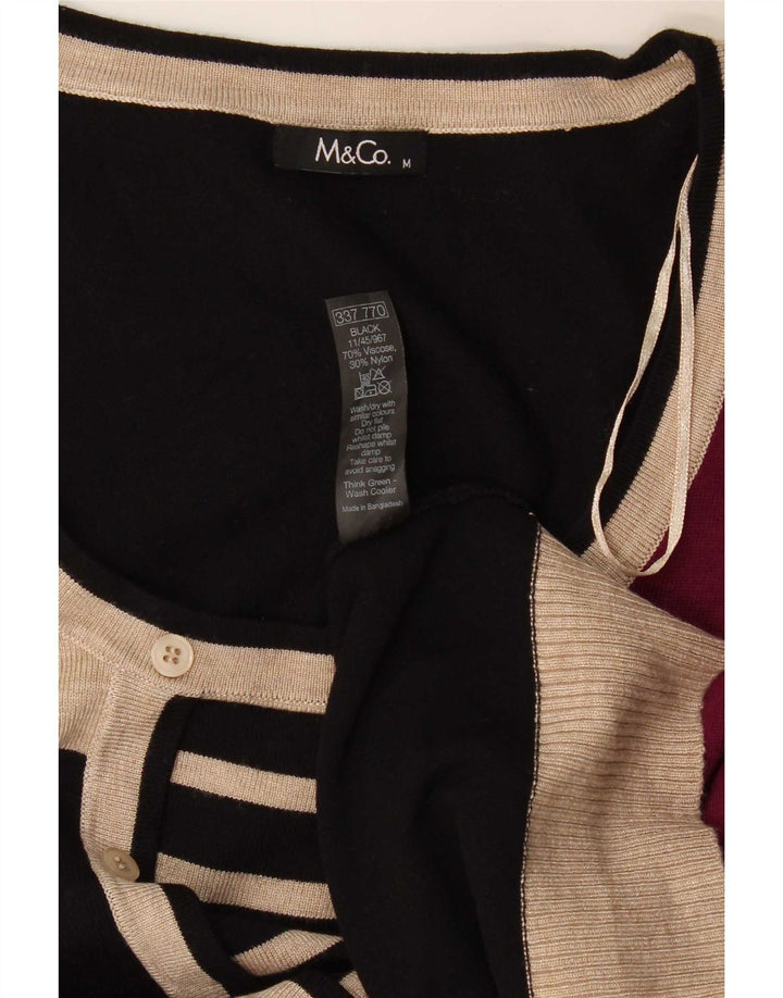 Maglione maglione con scollo a barca da donna M&Co UK 14 blocco colore nero medio