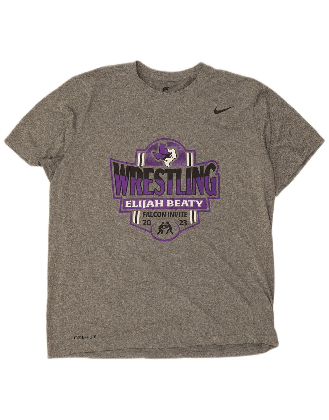 T-shirt grafica Nike Dri Fit da uomo XL in poliestere grigio