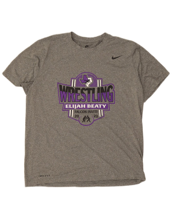 T-shirt grafica Nike Dri Fit da uomo XL in poliestere grigio
