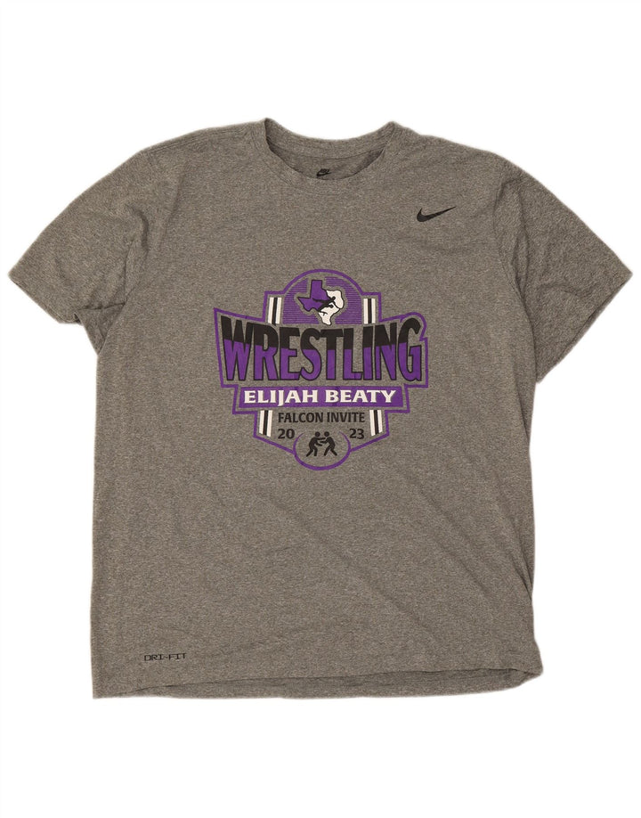T-shirt grafica Nike Dri Fit da uomo XL in poliestere grigio