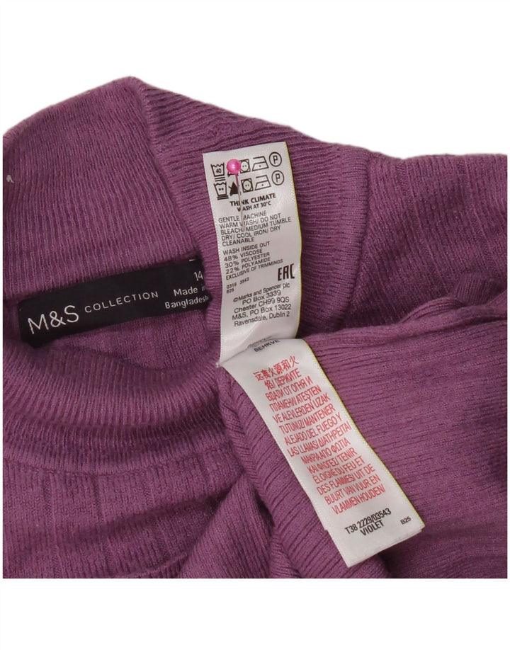 Maglione maglione a collo alto da donna Marks & Spencer UK 14 Viola medio