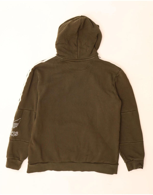 Felpa con cappuccio grafica da donna ADIDAS UK 14 cotone kaki medio
