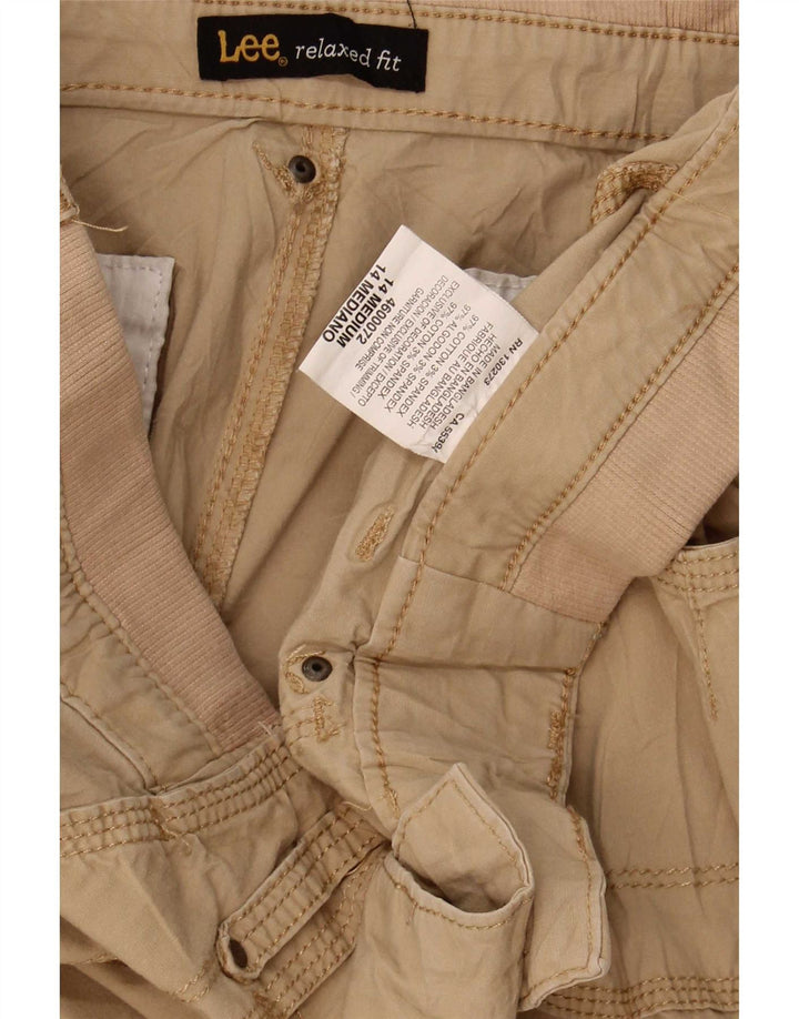 Pantaloni Capri cargo da donna Lee US 14 Large W32 L22 Cotone beige