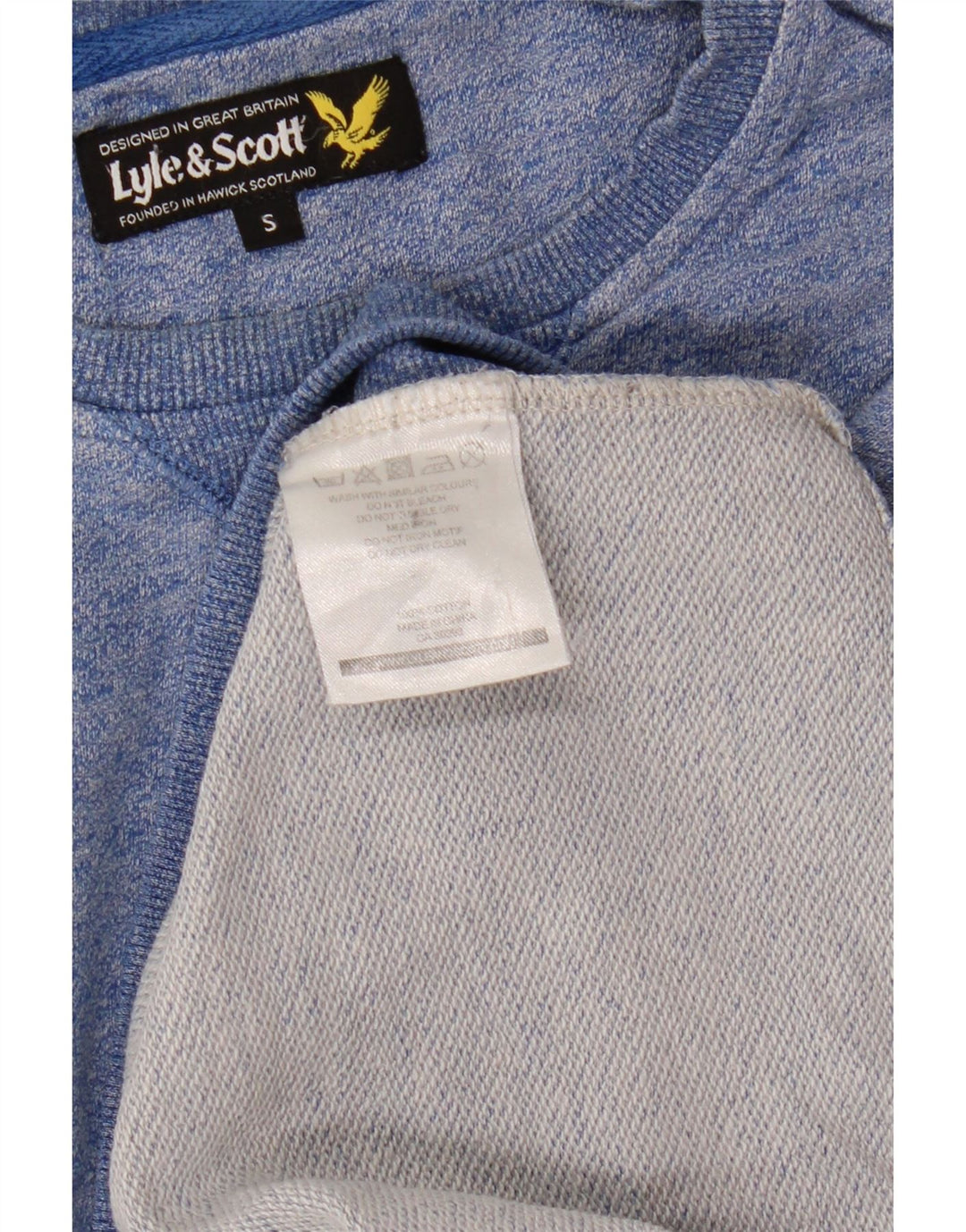 Lyle & Scott Felpa da uomo Maglione piccolo cotone chiazzato blu