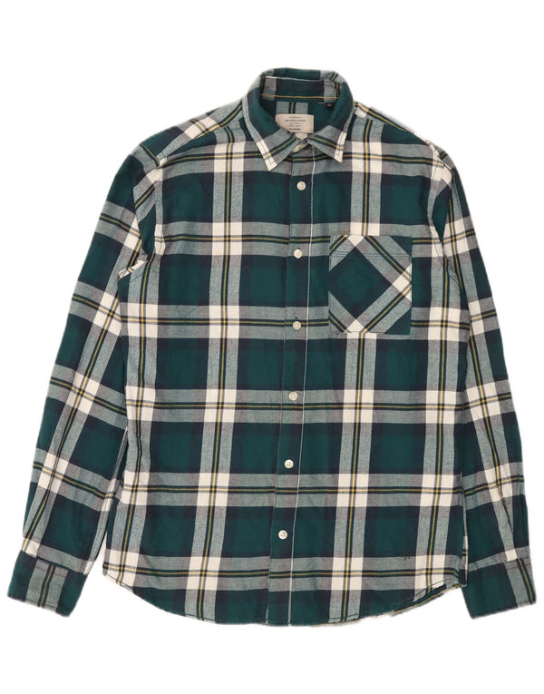 Camicia da uomo in flanella Jack & Jones XS in cotone scozzese verde