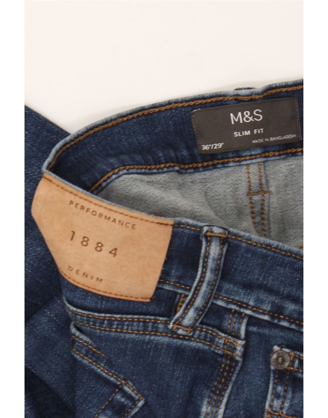 Jeans slim da uomo Marks & Spencer W36 L29 cotone blu