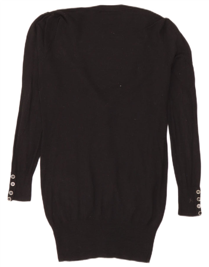 Maglione cardigan lungo da donna Marks & Spencer UK 8 piccolo in viscosa nera
