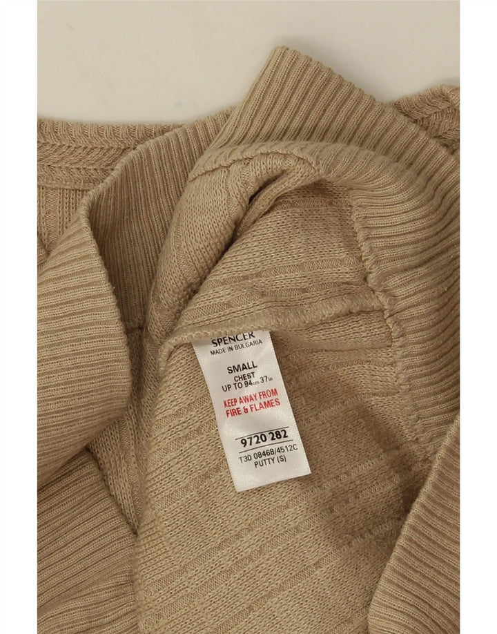 Maglione da uomo con scollo a V Marks & Spencer piccolo acrilico beige