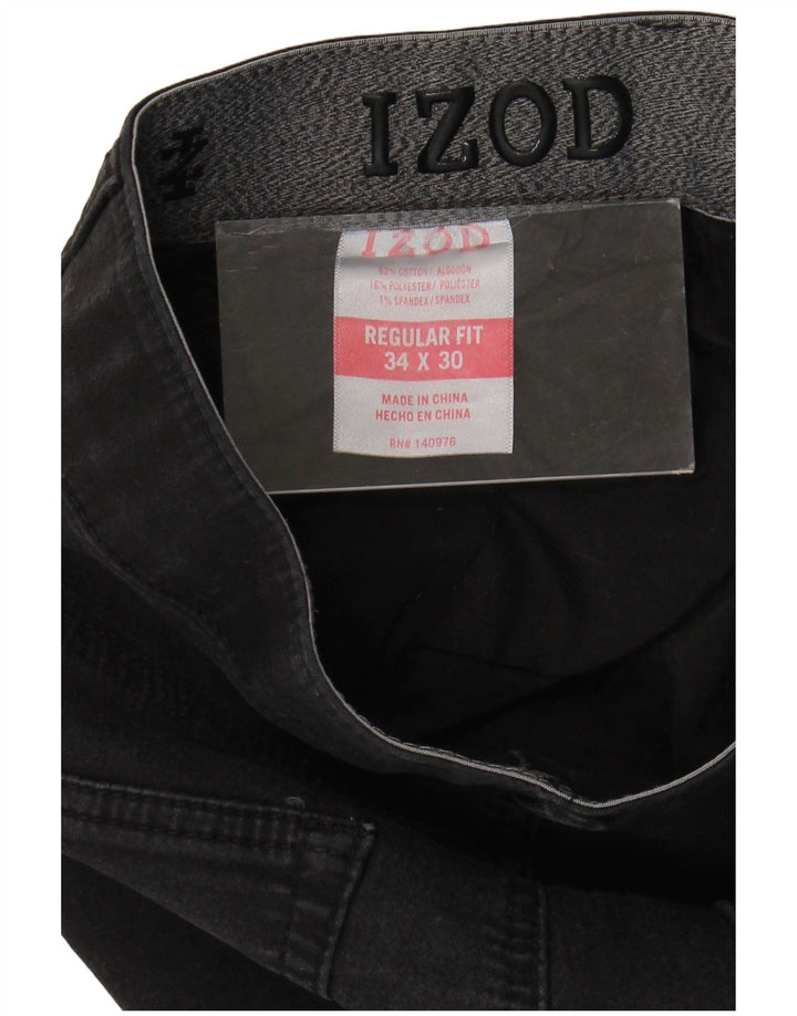 Jeans dritti da uomo vestibilità regolare IZOD W34 L30 cotone nero