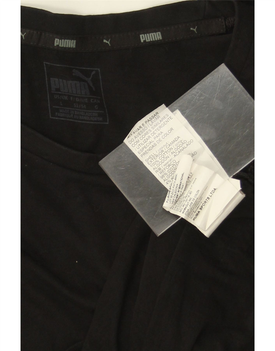 PUMA Maglietta grafica da uomo a maniche lunghe grande in cotone nero