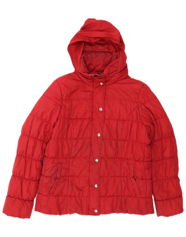 Giacca imbottita con cappuccio da donna Marks & Spencer UK 14 poliestere rosso medio