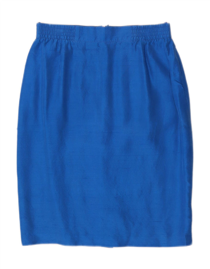 Vera Mont Donna Completo Gonna 2 Pezzi con 6 Bottoni UK 14 Medio W28 Seta Blu