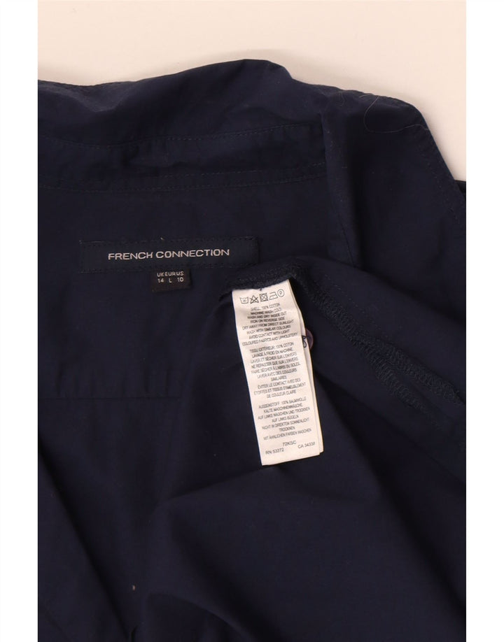 Camicia pullover da donna French Connection UK 14 grande cotone blu navy