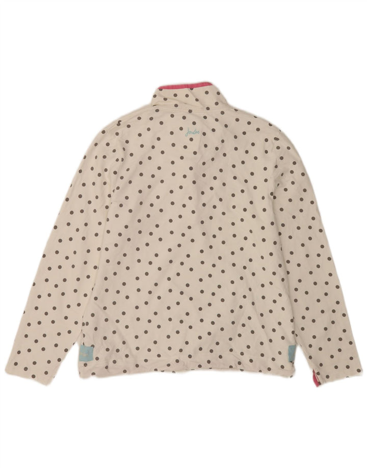 Joules Felpa da Donna con Collo a Bottoni Maglione UK 14 Grandi Pois Bianchi