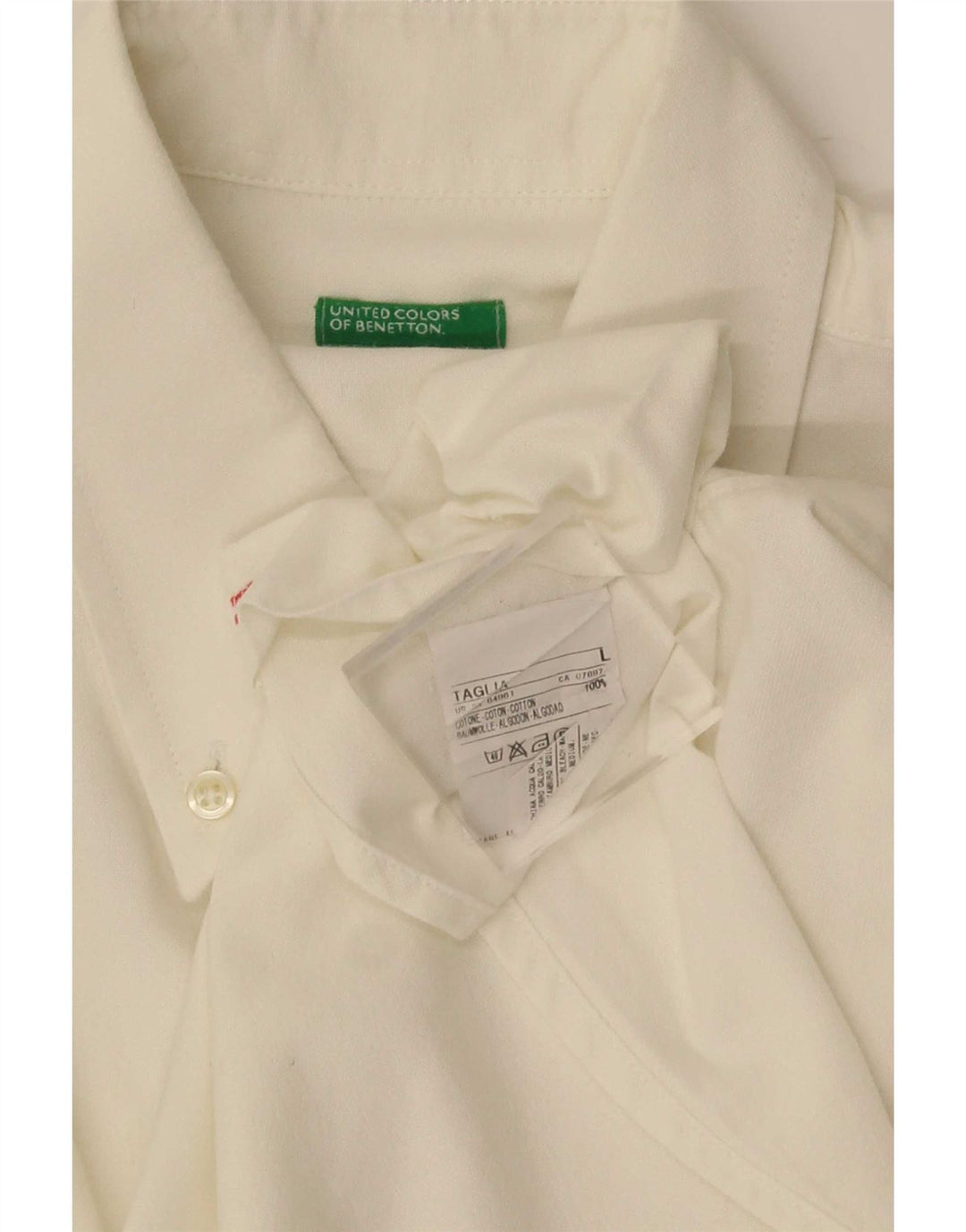 Camicia Benetton Uomo Large Cotone Bianco