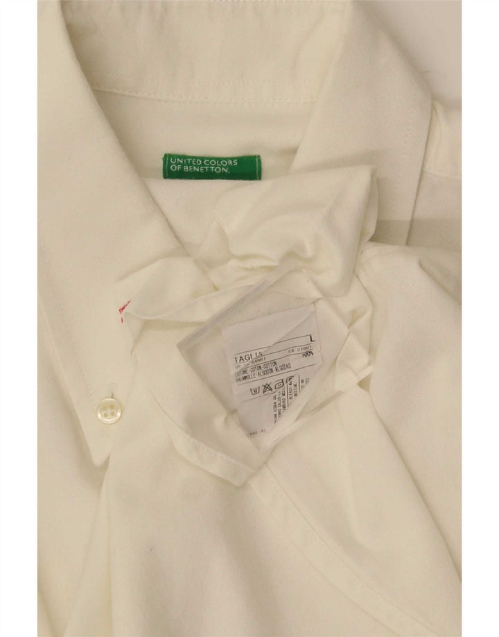 Camicia Benetton Uomo Large Cotone Bianco