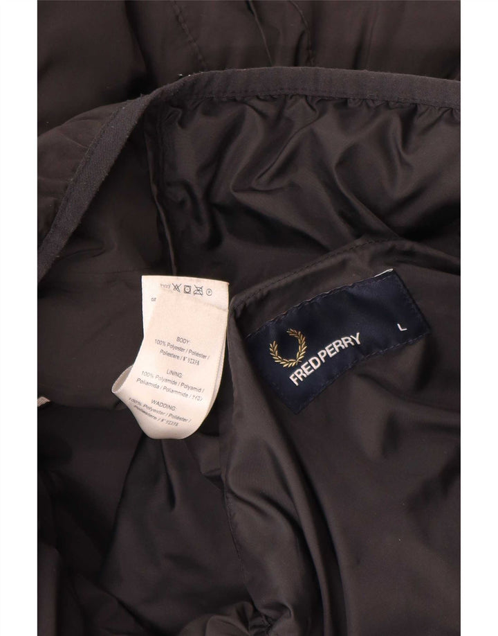 Giacca imbottita con cappuccio da uomo Fred Perry UK 40 grande poliestere nero