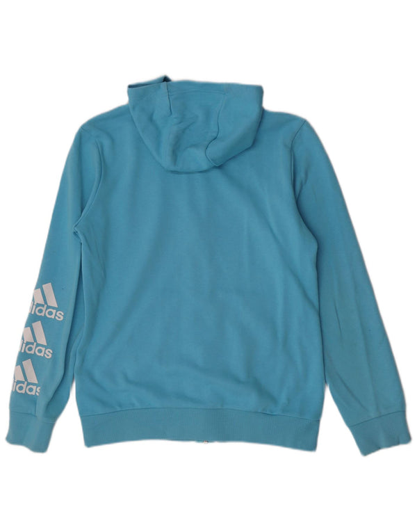 Maglione con cappuccio e zip grafica Adidas da ragazzo 14-15 anni in cotone blu