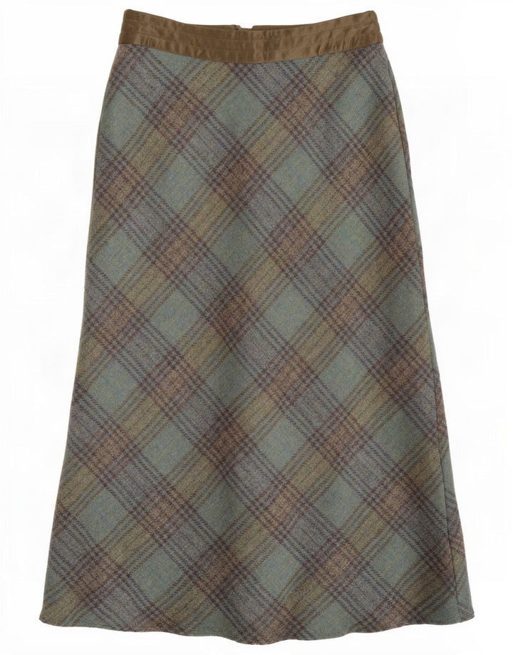 Gonna lunga da donna Boden UK 10 piccola W27 a quadri verdi