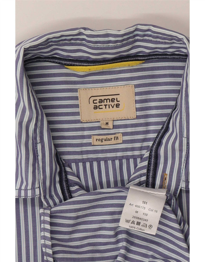 Camicia da uomo a maniche corte, vestibilità regolare, Camel Active, gessato blu medio