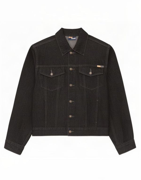 Giacca di jeans da donna stile denim UK 14 grande cotone nero