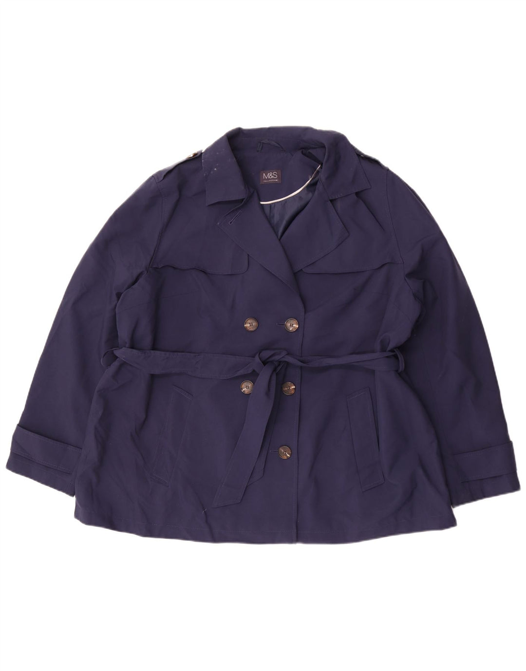 Trench corto da donna Marks & Spencer UK 22 3XL poliestere blu navy