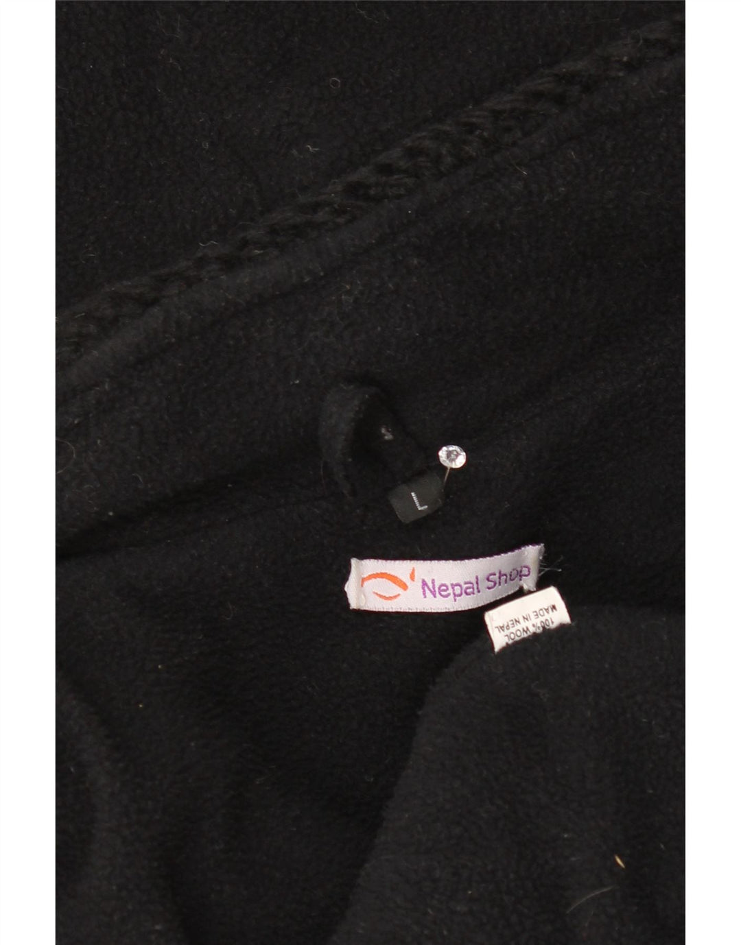 Maglione cardigan con cappuccio da uomo vintage grande lana Fair Isle nera