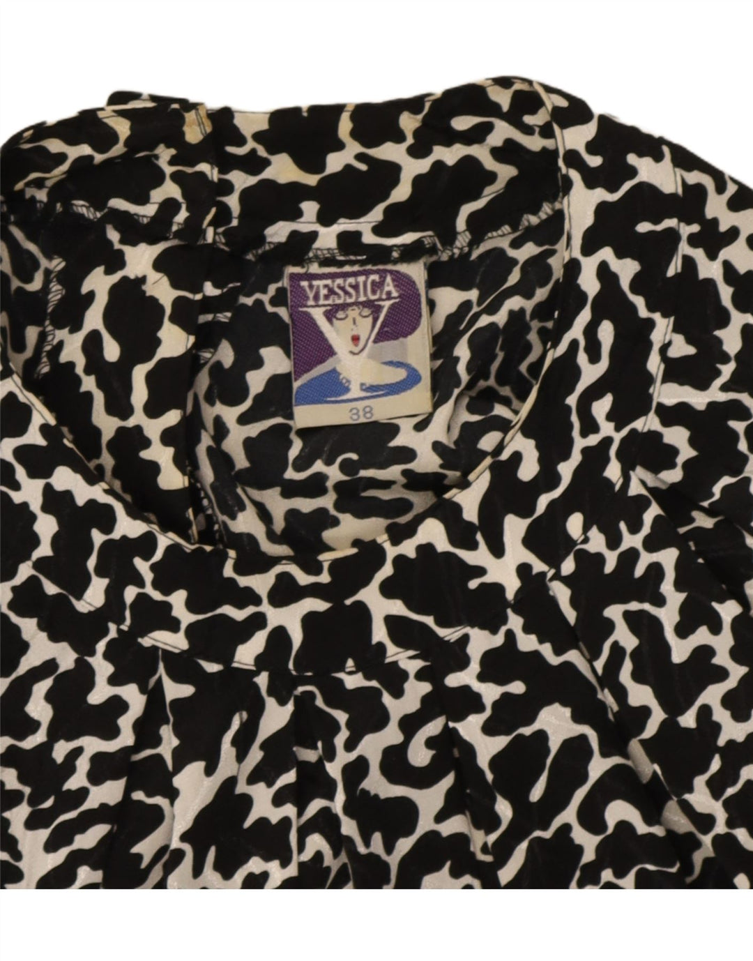 Camicetta corta da donna Yessica Top EU 38 Poliestere nero medio con stampa animalier