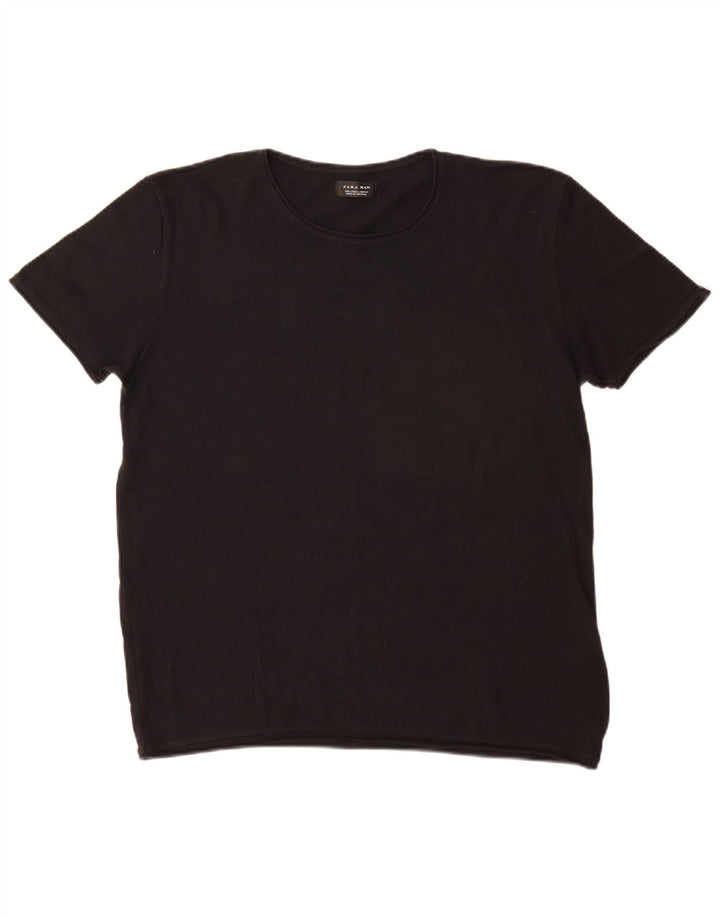 T-shirt Zara da uomo Top grande in cotone nero
