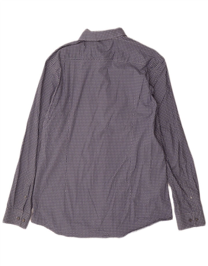Camicia slim fit da uomo Hugo Boss con motivo astratto taglia 43 17 XL blu navy