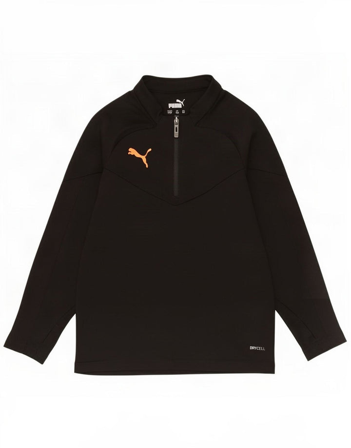 Maglia da tuta Puma da bambino con zip e collo, 7-8 anni, in poliestere nero