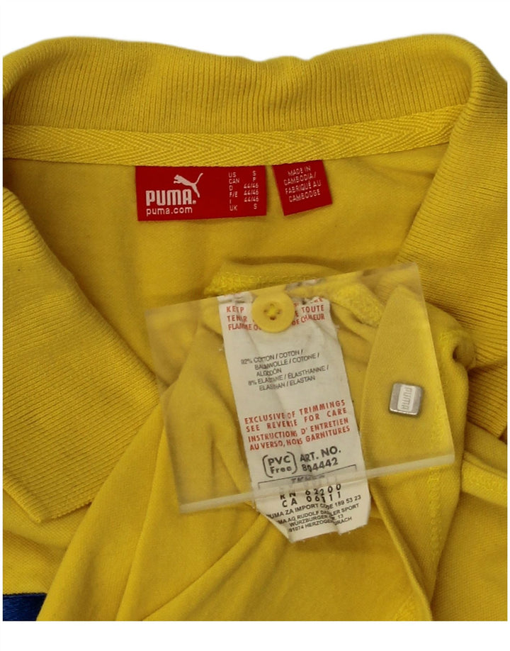 Polo Puma da uomo piccola in cotone giallo