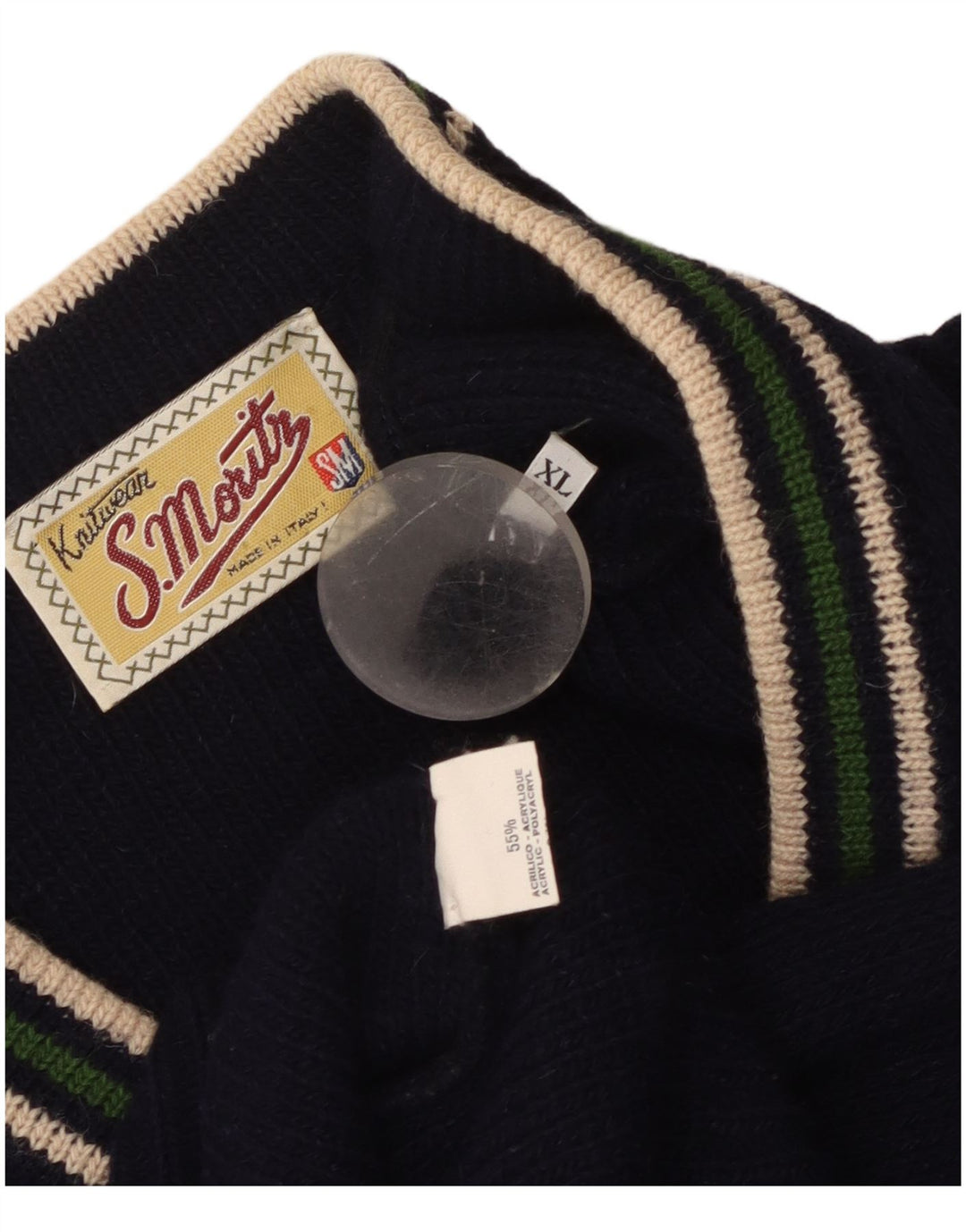 Maglione da uomo con scollo a V S. Moritz XL in acrilico blu navy